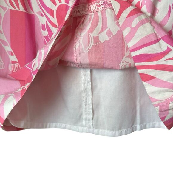 Lilly Pulitzer Skirt Size 8 Pink Zebra Animal Print A-Line Cotton Summer Preppy - Picture 3 of 10